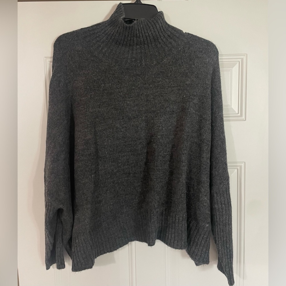 World Market Grey High Neck Chunky Sweater One Size Neutral Staple Lagenlook